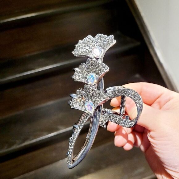 Brand New Dark Grey Rhinestone Top Fashion Hair Clip - Picture 3 of 9